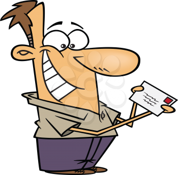Royalty Free Clipart Image of a Man Holding an Envelope