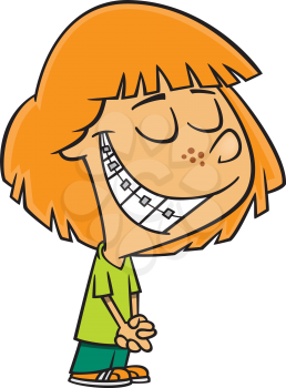 Royalty Free Clipart Image of a Little Smiling Girl With Braces