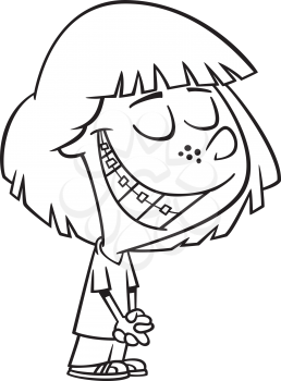 Royalty Free Clipart Image of a Little Girl Wearing Braces