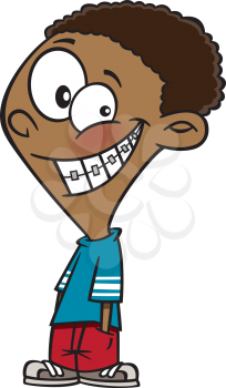 Royalty Free Clipart Image of a Little Boy Wearing Braces