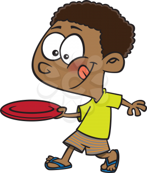 Royalty Free Clipart Image of a Child Throwing a Disc