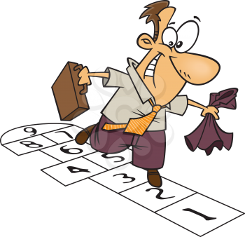 Royalty Free Clipart Image of a Man Playing Hopscotch