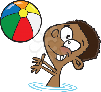 Royalty Free Clipart Image of a Boy With a Beach Ball