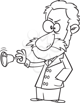 Royalty Free Clipart Image of a Man Ringing a Bell