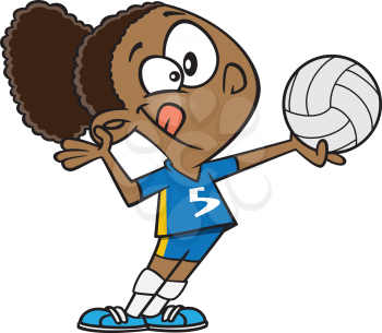 Royalty Free Clipart Image of a Girl Playing Volleyball