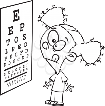 Royalty Free Clipart Image of a Girl Taking an Eye Test