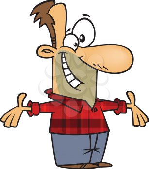 Royalty Free Clipart Image of a Man Wearing a Plaid Shirt