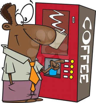 Royalty Free Clipart Image of a Man at a Coffee Machine