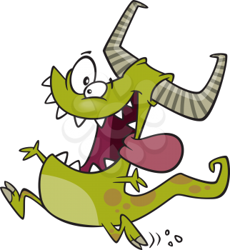Royalty Free Clipart Image of a Running Happy Monster