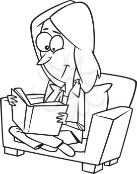 Royalty Free Clipart Image of a Woman Reading in a Chair