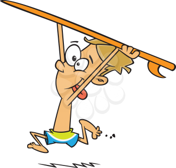 Royalty Free Clipart Image of a Teen With a Surfboard