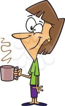 Royalty Free Clipart Image of a Woman Holding a Coffee Mug