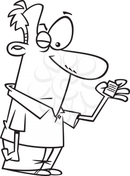 Royalty Free Clipart Image of a Man Trying to Read Tiny Print