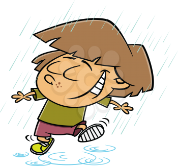 Royalty-free clipart image of someone dancing in the rain