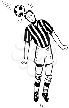 Royalty Free Clipart Image of a Soccer Player Doing a Head Butt