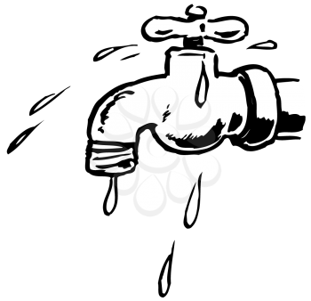 Royalty Free Clipart Image of a Leaky Faucet