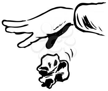 Royalty Free Clipart Image of a Hand Dropping Trash