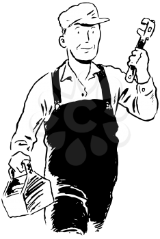 Royalty Free Clipart Image of a Plumber