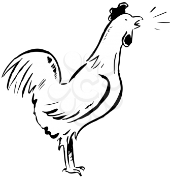 Royalty Free Clipart Image of a Crowing Rooster