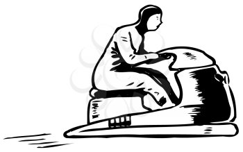 Royalty Free Clipart Image of a Person Riding on a Space Scooter