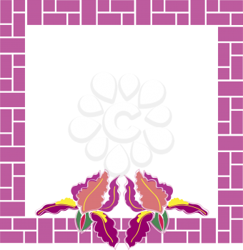 Royalty Free Clipart Image of a Square Frame With Flowers