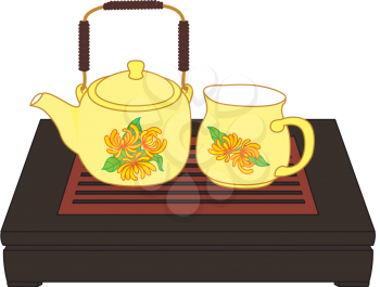 Royalty Free Clipart Image of a Tea Pot Set