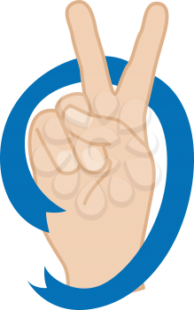 Royalty Free Clipart Image of a Hand Giving a Peace Sign