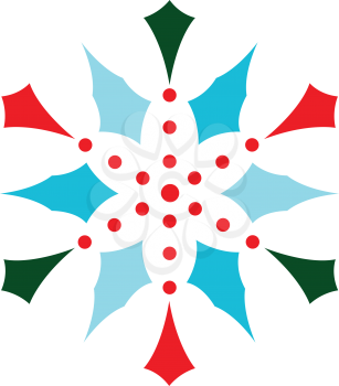 Royalty Free Clipart Image of a Colourful Snowflake