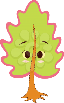 Royalty Free Clipart Image of a Green Leaf With Eyes