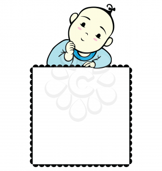 Royalty Free Clipart Image of a Baby With a Sign