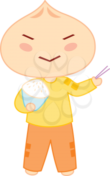 Royalty Free Clipart Image of a Little Person With a Cupcake