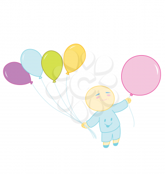 Royalty Free Clipart Image of a Baby With Balloons
