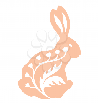 Royalty Free Clipart Image of a Rabbit With a Flourish