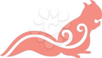 Royalty Free Clipart Image of a Squirrel With a Flourish