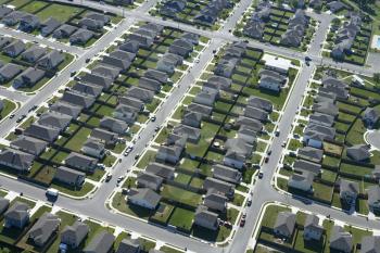Royalty Free Photo of an Aerial View of a Suburb in Bay City, Texas