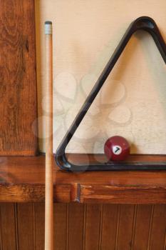 rack and pool ball for billiards.
