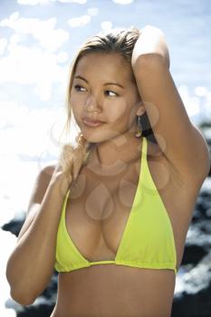 Royalty Free Photo of a Young Female in a Bikini on a Beach in Maui Hawaii