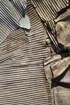 Royalty Free Photo of Old Twisted Corrugated Metal