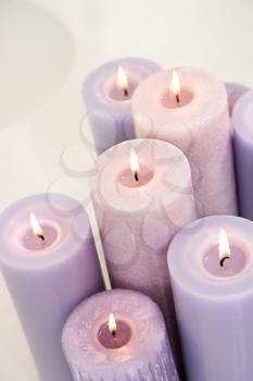 Royalty Free Photo of Lit Lavender Candles