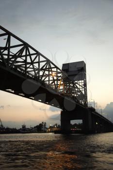 Royalty Free Photo of a Bridge Over Cape Fear River in Wilmington, North Carolina