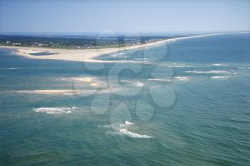 Royalty Free Photo of an Aerial of the Beach and Island at Baldhead Island, North Carolina