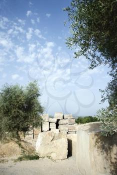 Travertine stone excavated from open mine quarry.