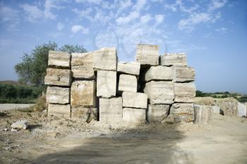 Royalty Free Photo of a Travertine Stone Excavated From an Open Mine Quarry