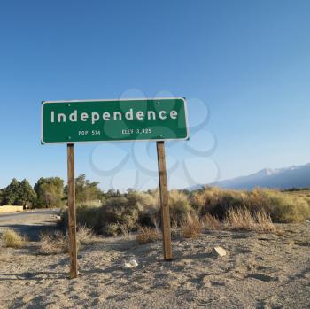 Royalty Free Photo of a Sign For a Town Named Independence