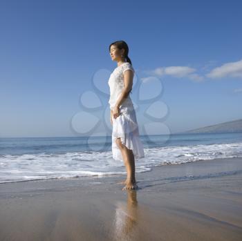 Royalty Free Photo of a Woman Standing on the Beach