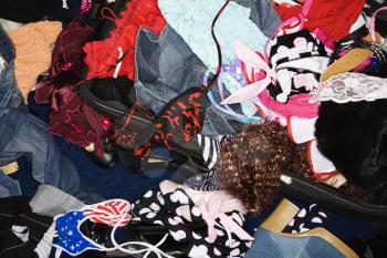 Royalty Free Photo of a Messy Pile of Woman's Clothing