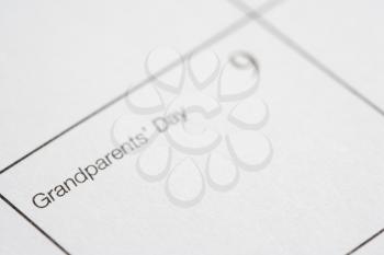 Royalty Free Photo of a Close-up of a Calendar Displaying Grandparents Day
