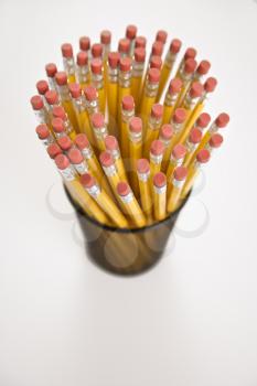 Royalty Free Photo of a Group of Pencils in a Pencil Holder