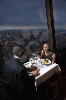 Royalty Free Photo of a Couple Having Dinner at the Tower of the Americas in San Antonio, Texas