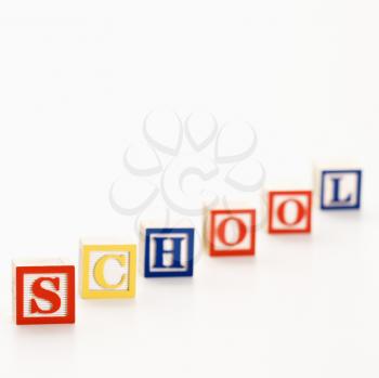 Royalty Free Photo of Alphabet Toy Building Blocks Spelling School